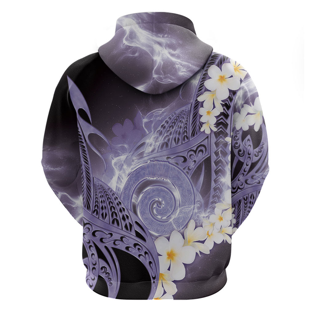 Piko Hawaiian Zip Hoodie Purple Galaxy Spiral Plumeria Tribal Patterns DT05 - Polynesian Pride