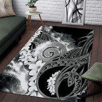 Piko Hawaiian Area Rug Monochrome Galaxy Spiral Plumeria Tribal Patterns DT05 Black - Polynesian Pride