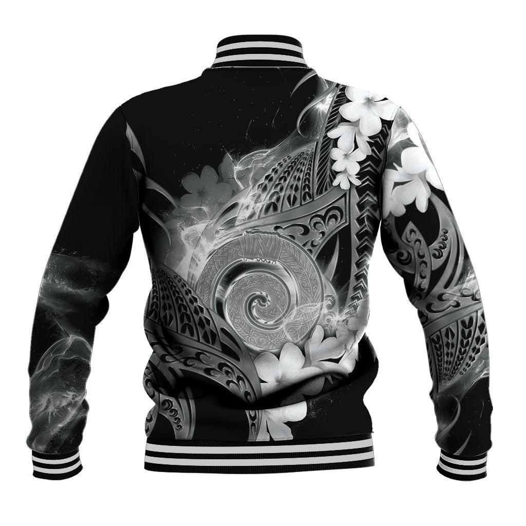Piko Hawaiian Baseball Jacket Monochrome Galaxy Spiral Plumeria Tribal Patterns DT05 - Polynesian Pride