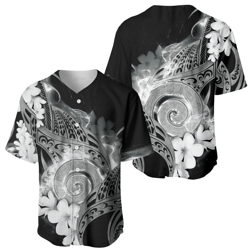 Piko Hawaiian Baseball Jersey Monochrome Galaxy Spiral Plumeria Tribal Patterns DT05 - Polynesian Pride