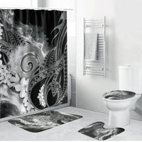 Piko Hawaiian Bathroom Set Monochrome Galaxy Spiral Plumeria Tribal Patterns DT05 Bathroom Set (4 pcs) Black - Polynesian Pride