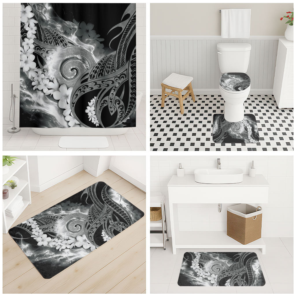 Piko Hawaiian Bathroom Set Monochrome Galaxy Spiral Plumeria Tribal Patterns DT05 - Polynesian Pride