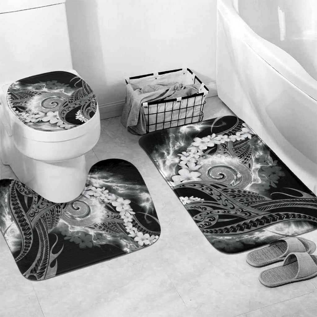 Piko Hawaiian Bathroom Set Monochrome Galaxy Spiral Plumeria Tribal Patterns DT05 Mat Set Only (3 pcs) One Size Black - Polynesian Pride