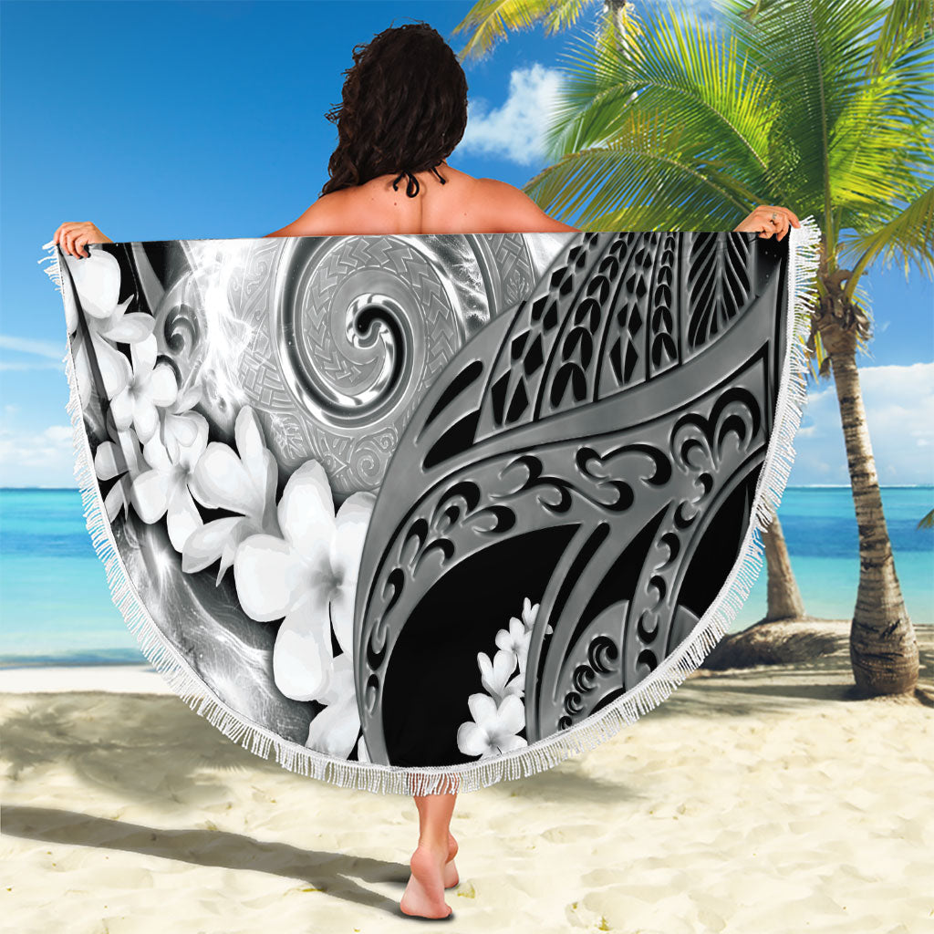 Piko Hawaiian Beach Blanket Monochrome Galaxy Spiral Plumeria Tribal Patterns DT05 - Polynesian Pride