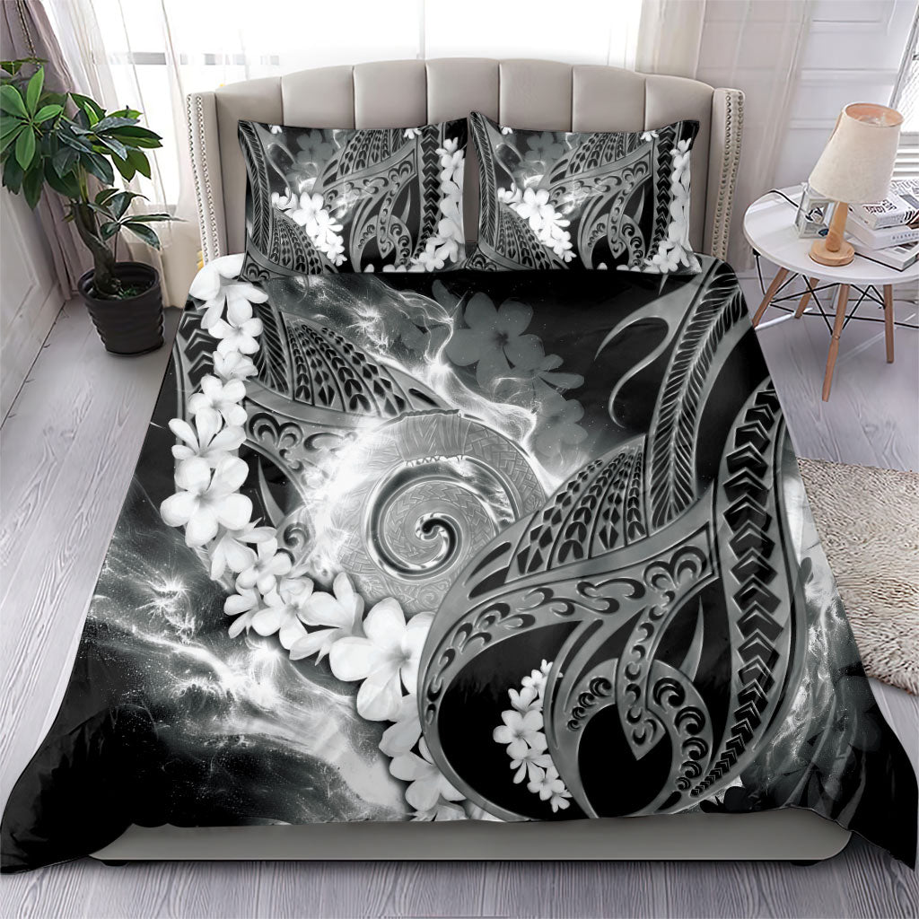 Piko Hawaiian Bedding Set Monochrome Galaxy Spiral Plumeria Tribal Patterns DT05 - Polynesian Pride