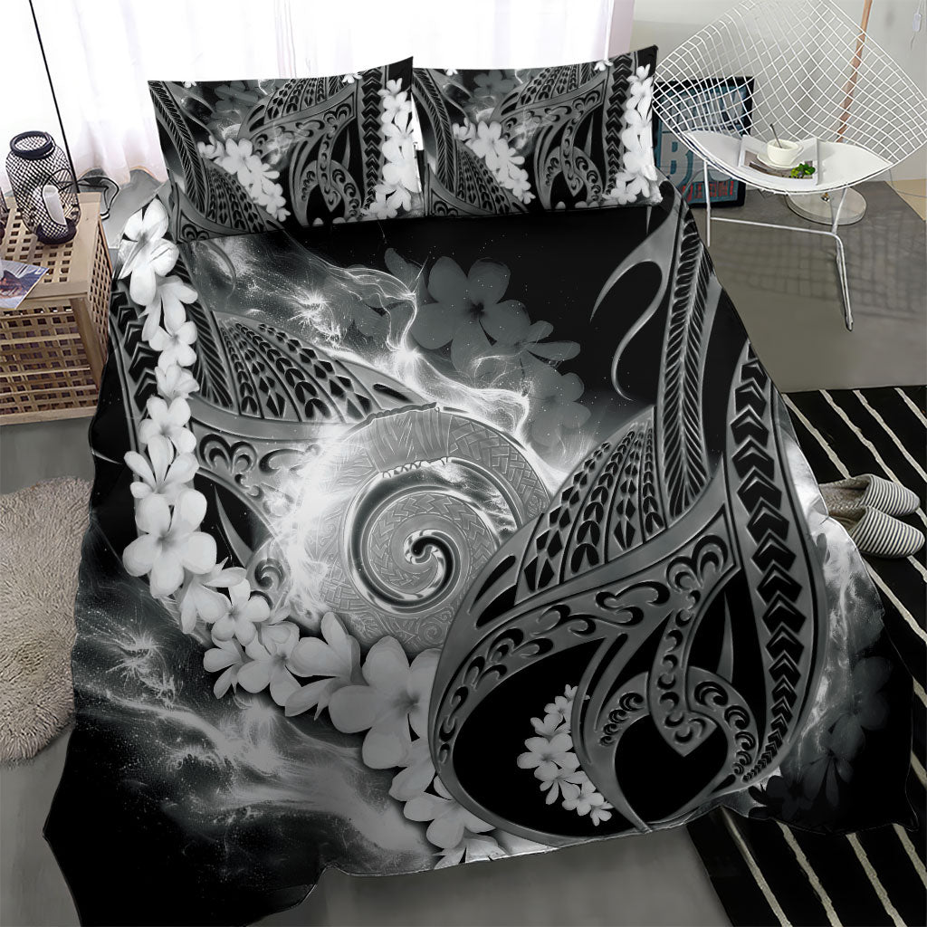 Piko Hawaiian Bedding Set Monochrome Galaxy Spiral Plumeria Tribal Patterns DT05 - Polynesian Pride