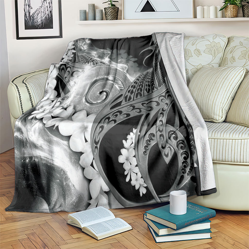 Piko Hawaiian Blanket Monochrome Galaxy Spiral Plumeria Tribal Patterns DT05 Black - Polynesian Pride
