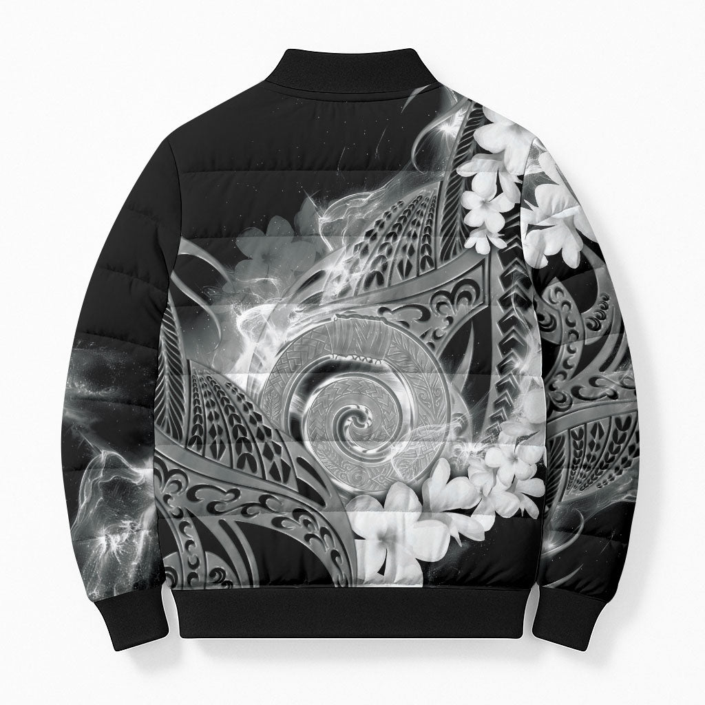 Piko Hawaiian Bomber Puffer Jacket Monochrome Galaxy Spiral Plumeria Tribal Patterns DT05 - Polynesian Pride