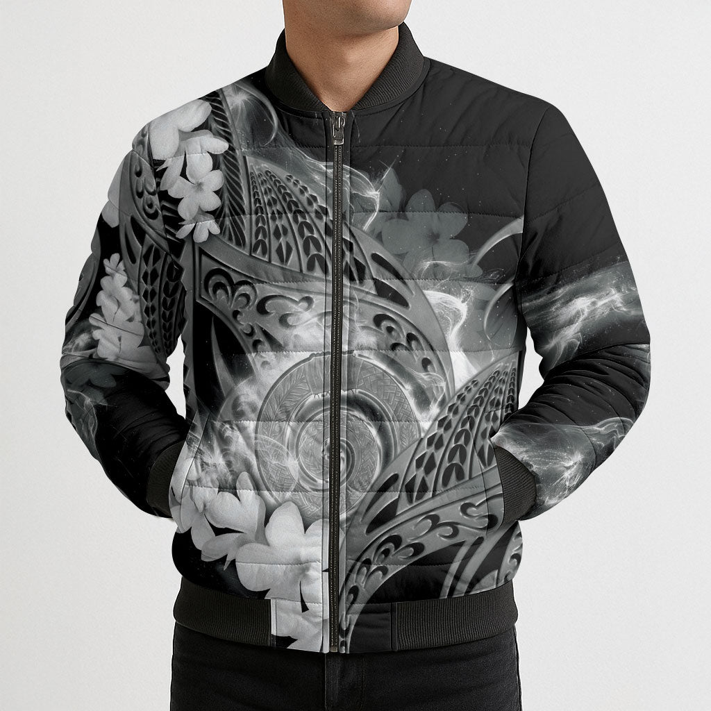Piko Hawaiian Bomber Puffer Jacket Monochrome Galaxy Spiral Plumeria Tribal Patterns DT05 - Polynesian Pride