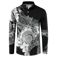 Piko Hawaiian Button Sweatshirt Monochrome Galaxy Spiral Plumeria Tribal Patterns DT05 Black - Polynesian Pride