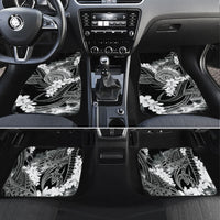 Piko Hawaiian Car Mats Monochrome Galaxy Spiral Plumeria Tribal Patterns DT05 Set 4pcs Black - Polynesian Pride