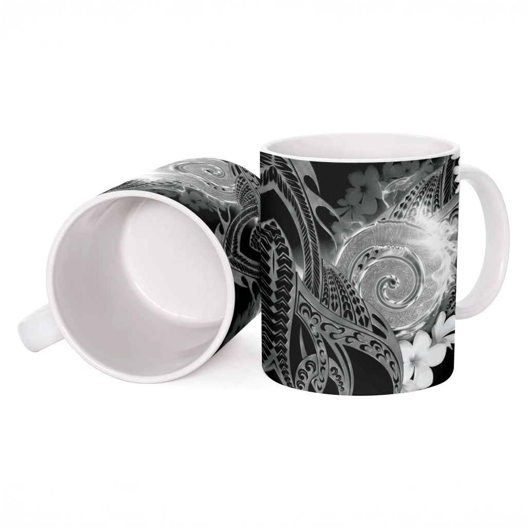 Piko Hawaiian Ceramic Mug Monochrome Galaxy Spiral Plumeria Tribal Patterns DT05 - Polynesian Pride