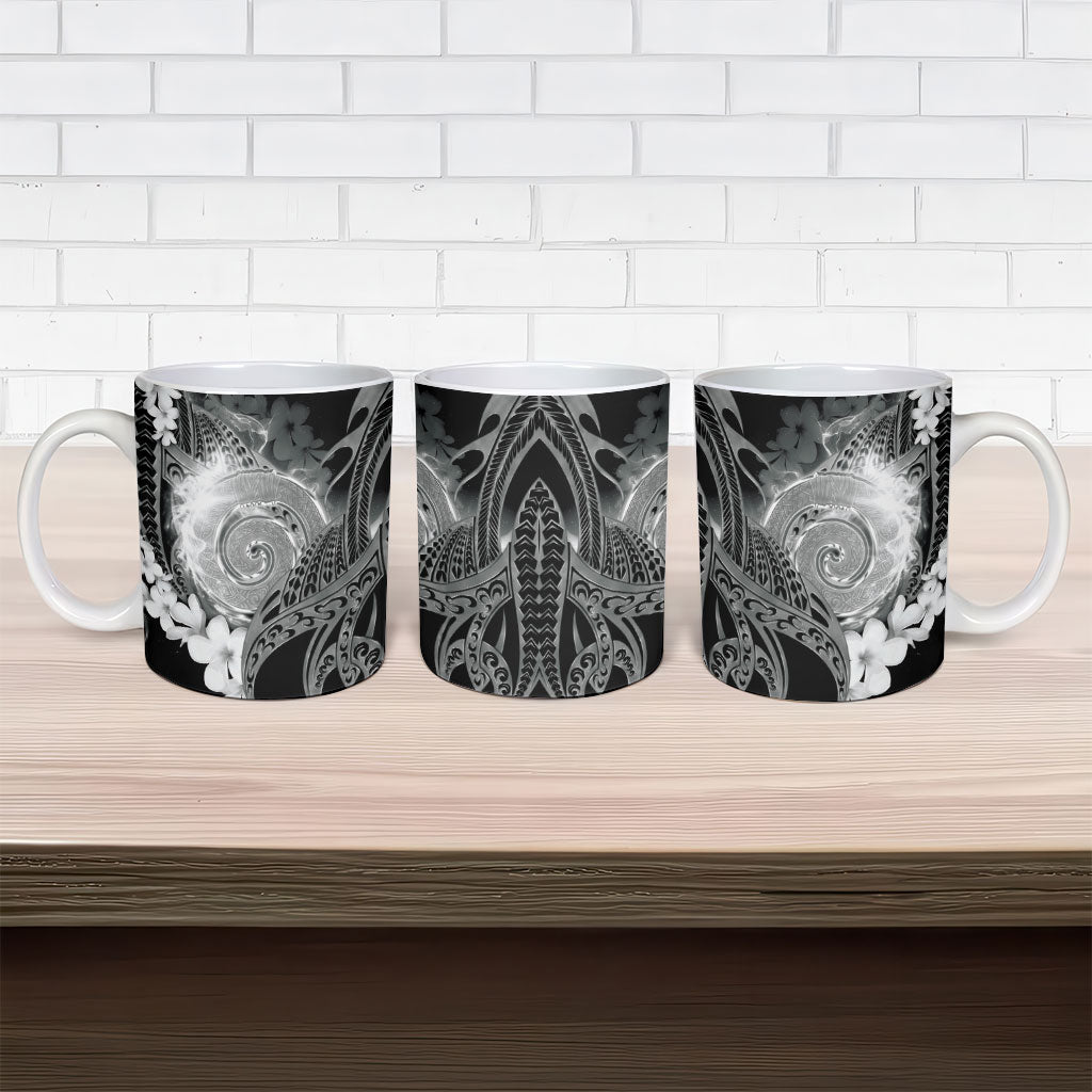 Piko Hawaiian Ceramic Mug Monochrome Galaxy Spiral Plumeria Tribal Patterns DT05 - Polynesian Pride