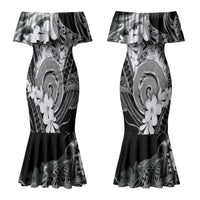 Piko Hawaiian Couples Matching Mermaid Dress and Hawaiian Shirt Monochrome Galaxy Spiral Plumeria Tribal Patterns DT05 - Polynesian Pride