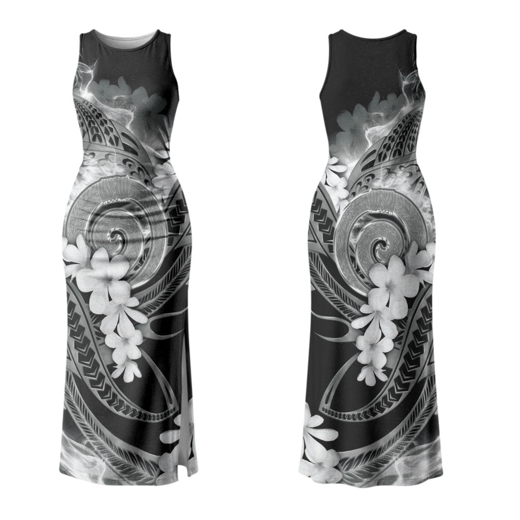 Piko Hawaiian Couples Matching Tank Maxi Dress and Hawaiian Shirt Monochrome Galaxy Spiral Plumeria Tribal Patterns DT05 - Polynesian Pride