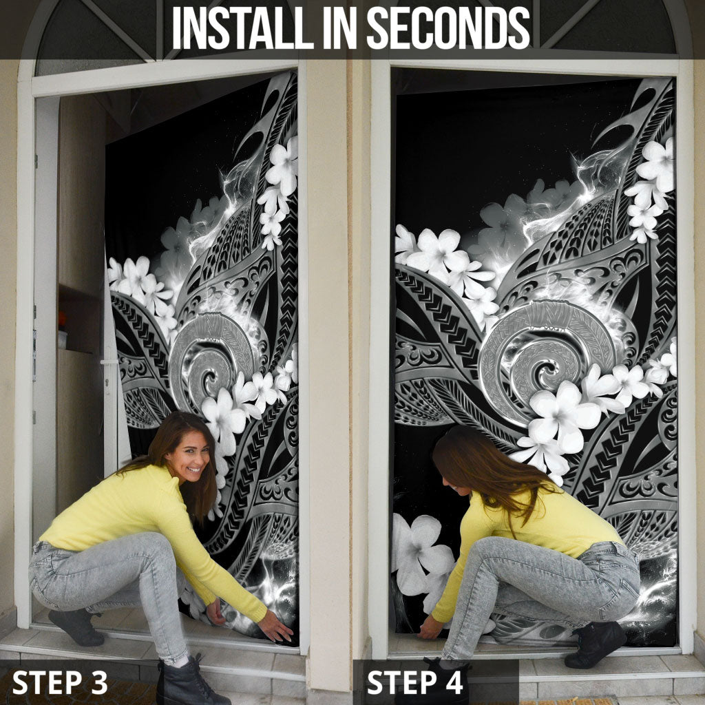 Piko Hawaiian Door Cover Monochrome Galaxy Spiral Plumeria Tribal Patterns DT05 - Polynesian Pride
