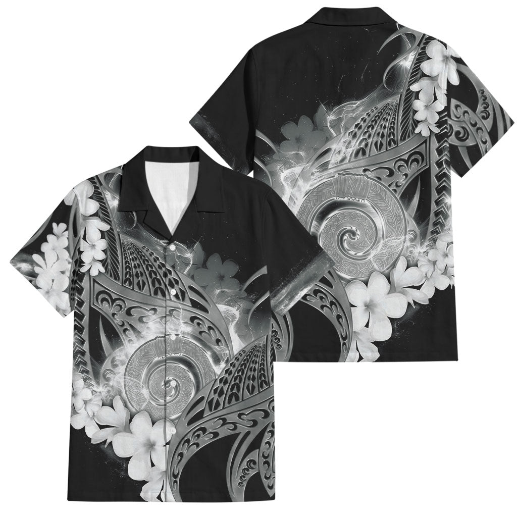 Piko Hawaiian Family Matching Mermaid Dress and Hawaiian Shirt Monochrome Galaxy Spiral Plumeria Tribal Patterns DT05 Dad's Shirt - Short Sleeve Black - Polynesian Pride