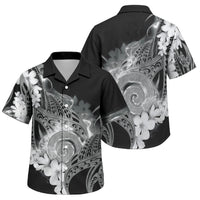 Piko Hawaiian Family Matching Off Shoulder Short Dress and Hawaiian Shirt Monochrome Galaxy Spiral Plumeria Tribal Patterns DT05 Son's Shirt Black - Polynesian Pride