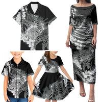 Piko Hawaiian Family Matching Puletasi and Hawaiian Shirt Monochrome Galaxy Spiral Plumeria Tribal Patterns DT05 - Polynesian Pride