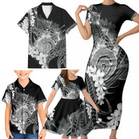 Piko Hawaiian Family Matching Short Sleeve Bodycon Dress and Hawaiian Shirt Monochrome Galaxy Spiral Plumeria Tribal Patterns DT05 - Polynesian Pride