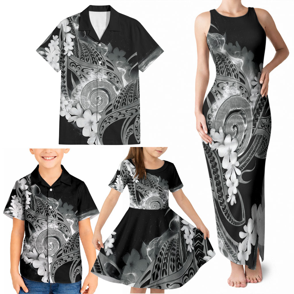 Piko Hawaiian Family Matching Tank Maxi Dress and Hawaiian Shirt Monochrome Galaxy Spiral Plumeria Tribal Patterns DT05 - Polynesian Pride