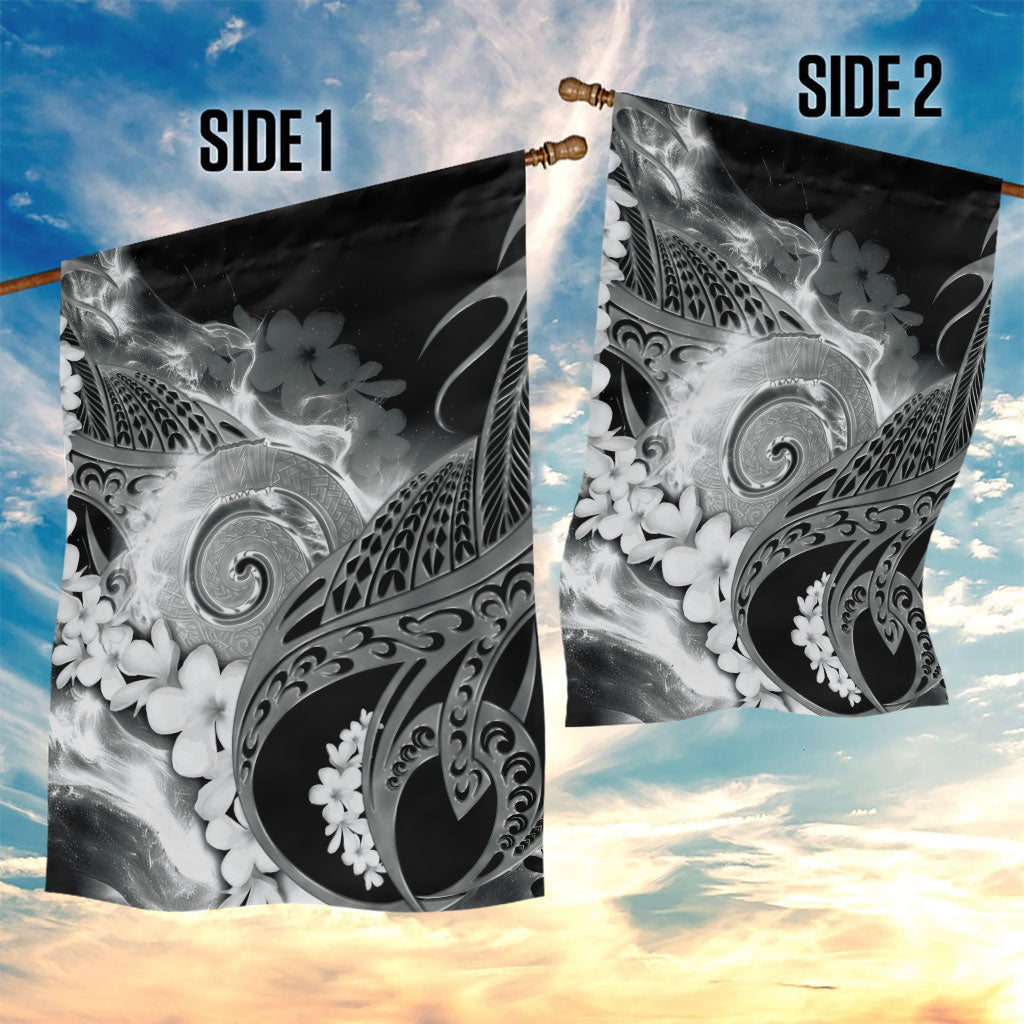 Piko Hawaiian Garden Flag Monochrome Galaxy Spiral Plumeria Tribal Patterns DT05 - Polynesian Pride