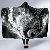 Piko Hawaiian Hooded Blanket Monochrome Galaxy Spiral Plumeria Tribal Patterns DT05 One Size Black - Polynesian Pride