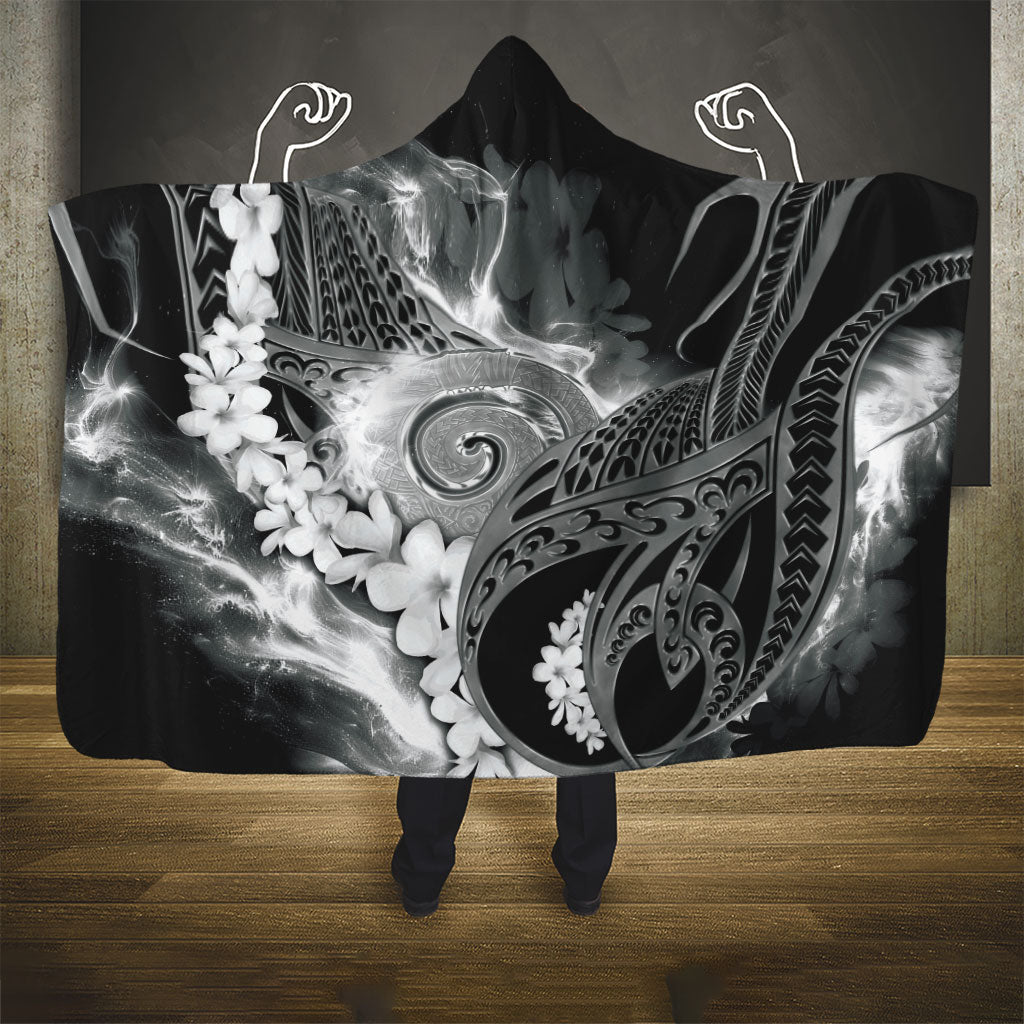 Piko Hawaiian Hooded Blanket Monochrome Galaxy Spiral Plumeria Tribal Patterns DT05 - Polynesian Pride