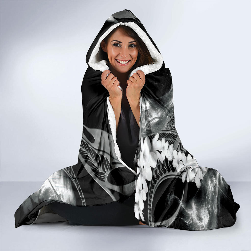 Piko Hawaiian Hooded Blanket Monochrome Galaxy Spiral Plumeria Tribal Patterns DT05 - Polynesian Pride