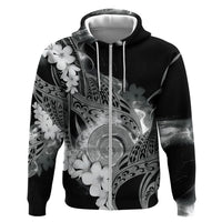 Piko Hawaiian Hoodie Monochrome Galaxy Spiral Plumeria Tribal Patterns DT05 Zip Hoodie Black - Polynesian Pride