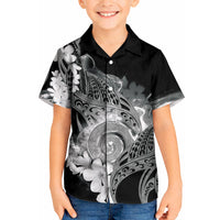 Piko Hawaiian Kid Hawaiian Shirt Monochrome Galaxy Spiral Plumeria Tribal Patterns DT05 Kid Black - Polynesian Pride