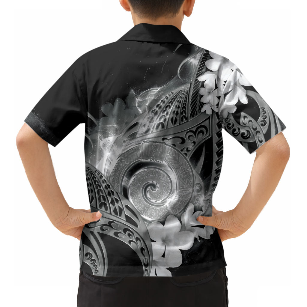 Piko Hawaiian Kid Hawaiian Shirt Monochrome Galaxy Spiral Plumeria Tribal Patterns DT05 - Polynesian Pride