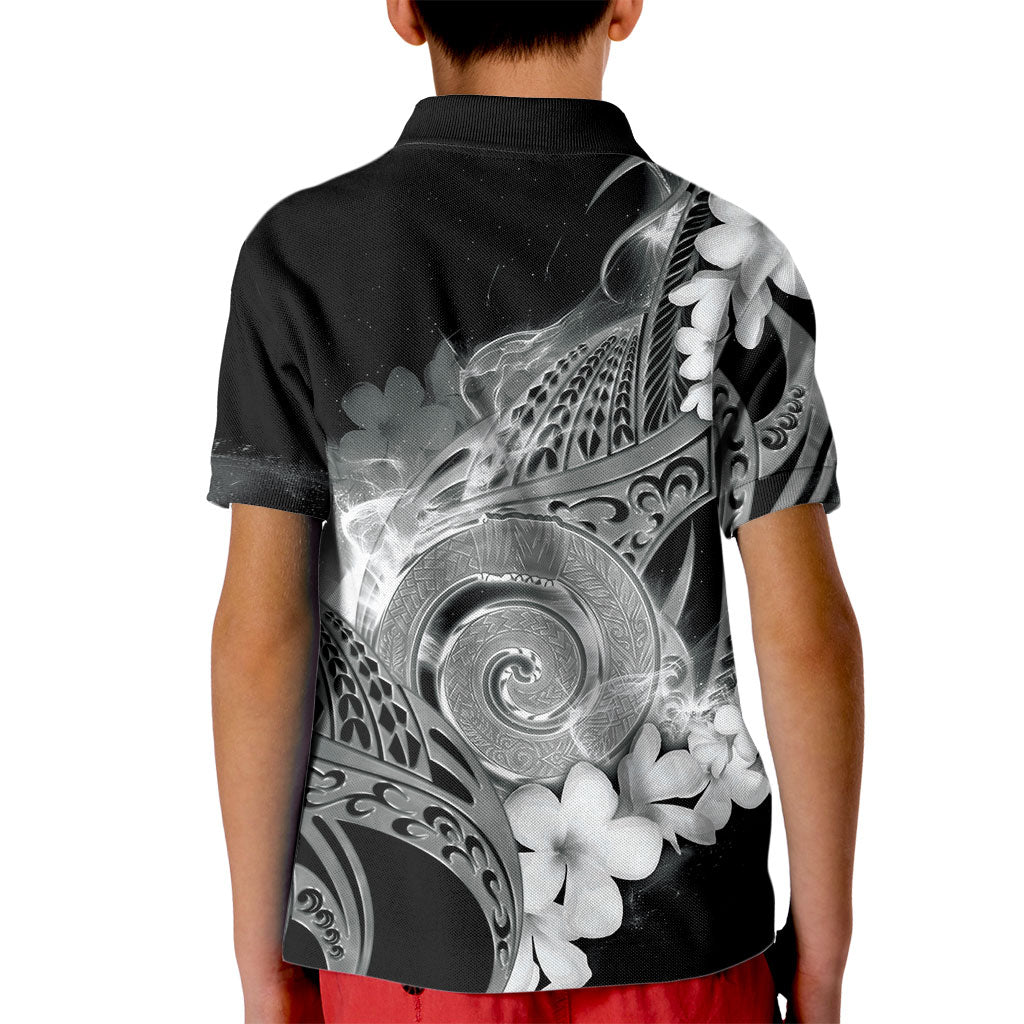 Piko Hawaiian Kid Polo Shirt Monochrome Galaxy Spiral Plumeria Tribal Patterns DT05 - Polynesian Pride