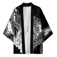 Piko Hawaiian Kimono Monochrome Galaxy Spiral Plumeria Tribal Patterns DT05 Unisex Black - Polynesian Pride