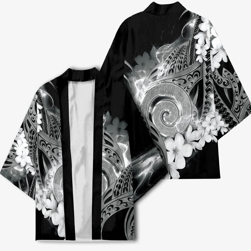 Piko Hawaiian Kimono Monochrome Galaxy Spiral Plumeria Tribal Patterns DT05 - Polynesian Pride
