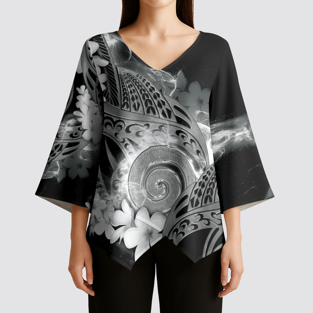 Piko Hawaiian Kimono Sleeve Blouse Monochrome Galaxy Spiral Plumeria Tribal Patterns DT05 - Polynesian Pride