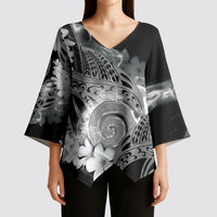 Piko Hawaiian Kimono Sleeve Blouse Monochrome Galaxy Spiral Plumeria Tribal Patterns DT05 - Polynesian Pride