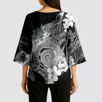 Piko Hawaiian Kimono Sleeve Blouse Monochrome Galaxy Spiral Plumeria Tribal Patterns DT05 - Polynesian Pride