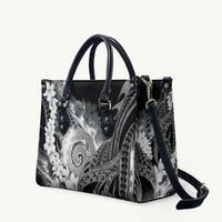 Piko Hawaiian Leather Bag Monochrome Galaxy Spiral Plumeria Tribal Patterns DT05 Black - Polynesian Pride