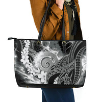 Piko Hawaiian Leather Tote Bag Monochrome Galaxy Spiral Plumeria Tribal Patterns DT05 - Polynesian Pride