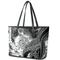 Piko Hawaiian Leather Tote Bag Monochrome Galaxy Spiral Plumeria Tribal Patterns DT05 - Polynesian Pride