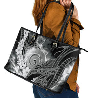 Piko Hawaiian Leather Tote Bag Monochrome Galaxy Spiral Plumeria Tribal Patterns DT05 - Polynesian Pride