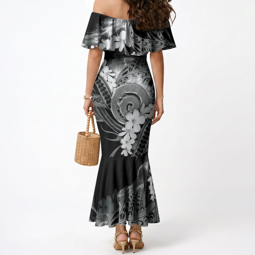 Piko Hawaiian Mermaid Dress Monochrome Galaxy Spiral Plumeria Tribal Patterns DT05 - Polynesian Pride