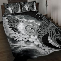 Piko Hawaiian Quilt Bed Set Monochrome Galaxy Spiral Plumeria Tribal Patterns DT05 Black - Polynesian Pride