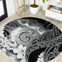 Piko Hawaiian Round Carpet Monochrome Galaxy Spiral Plumeria Tribal Patterns DT05 Black - Polynesian Pride