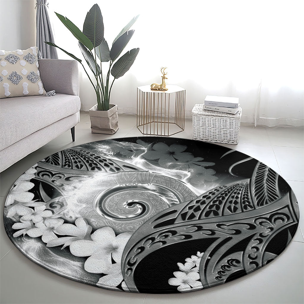 Piko Hawaiian Round Carpet Monochrome Galaxy Spiral Plumeria Tribal Patterns DT05 - Polynesian Pride