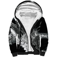 Piko Hawaiian Sherpa Hoodie Monochrome Galaxy Spiral Plumeria Tribal Patterns DT05 Unisex Black - Polynesian Pride