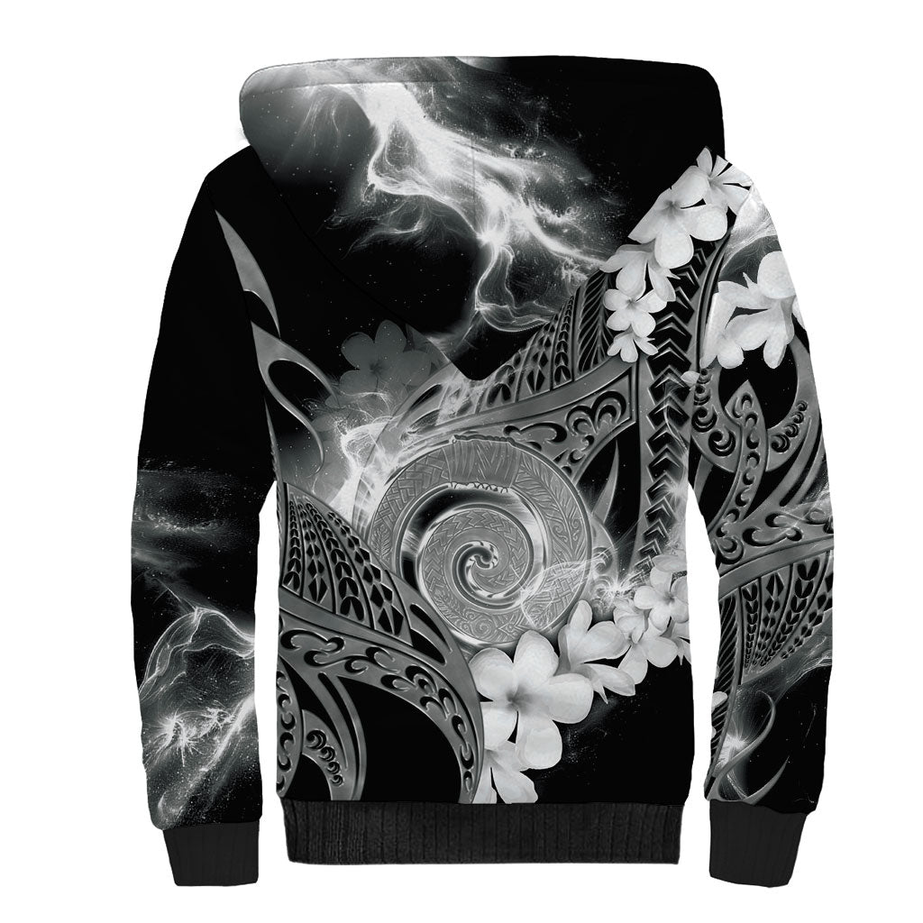 Piko Hawaiian Sherpa Hoodie Monochrome Galaxy Spiral Plumeria Tribal Patterns DT05 - Polynesian Pride