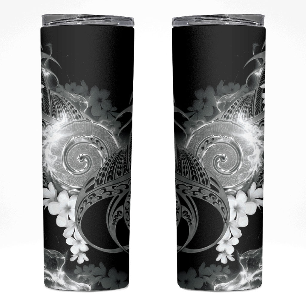 Piko Hawaiian Skinny Tumbler Monochrome Galaxy Spiral Plumeria Tribal Patterns DT05 Black - Polynesian Pride