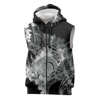 Piko Hawaiian Sleeveless Zip Hoodie Monochrome Galaxy Spiral Plumeria Tribal Patterns DT05 Black - Polynesian Pride